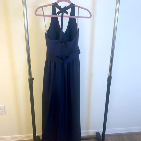 vera wang navy blue bridesmaid dress Front Wrap Gathered Maxi Dress - Navy main image 1